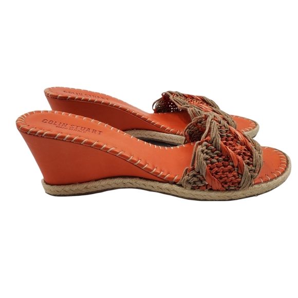 NEW Colin Stuart Orange Rattan Whipstitch Detail Wedge - Picture 4 of 10